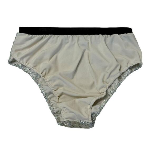 RAVE WONDERLAND Silver Sequin Covered Pink Evil Eye Cheeky Bootie Shorts Sz M/L - Picture 5 of 8